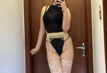 美邵女Baby - 白色嵌花肉丝+黑丁[26P+1V-99MB]-秀人美女