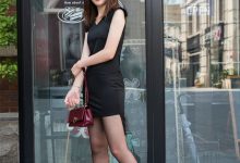 SIW斯文传媒 韩版黑色紬缎裙摆不对称连衣裙 - 芳榕 [63P]-秀人美女