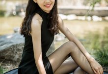 SIW斯文传媒 007 黑色高领无袖修身绸面连身衣裙 - 蓉儿 [61P-163M]-秀人美女