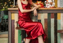 SIW斯文传媒 008 复古奢华绸缎露背绑带缎面酒红礼服（悦悦） [61P-214M]-秀人美女