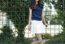 SIW斯文传媒 012 休闲运动少女系蓝衫白百褶裙（蓉儿） [65P-160M]-秀人美女