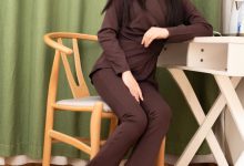 SIW斯文传媒 083 小谈 绛紫纯棉时尚修身九分裤套装 [61P-42M]-秀人美女