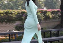 都市丽人 芝芝性感浅绿色包臀裙 [视频+套图]-秀人美女