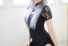 性感cos美女黑色蕾丝旗袍性感美腿诱惑写真-秀人美女