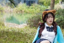 丝恋摄影 NO.014 小梦-蓝色开衫 jk短裙 肉色丝袜 白色帆布鞋[203P+1V／3.78GB]-秀人美女