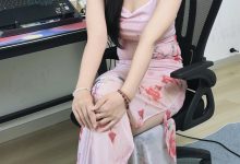 丝韵摄影 NO.3366 布丁 花色吊带上衣 黑色包臀长裙-秀人美女