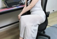 丝韵摄影 NO.3396 晨晨 御姐风黑色网纱拼接v领包臀开叉长裙-秀人美女