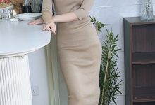 丝韵摄影 NO.3474 阿娇 清新学院风 浅蓝色polo领修身连衣裙-秀人美女
