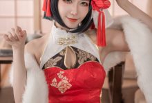 源纱希喵喵喵 – NO.039 柴郡红色旗袍-秀人美女