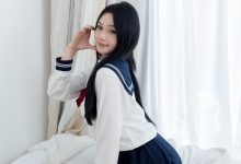 物恋传媒 No.2817 橙子-板鞋、珊瑚绒袜、白粉短棉袜、jk制服-秀人美女