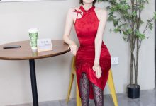 BoBoSocks袜啵啵 No.767 小甜豆-高跟鞋、薄黑丝黑印花、裸足、旗袍-秀人美女